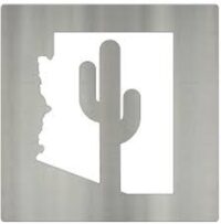 Arizona state outline with a cactus design